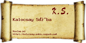 Kalocsay Sába névjegykártya